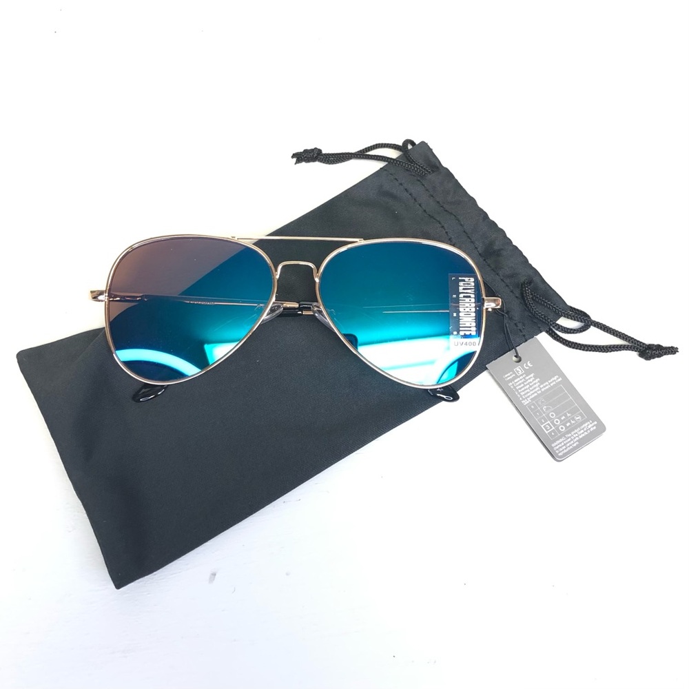 😎NEW!😎 Chameleon Blue Aviator Sunglasses with Microfiber Drawstring Pouch